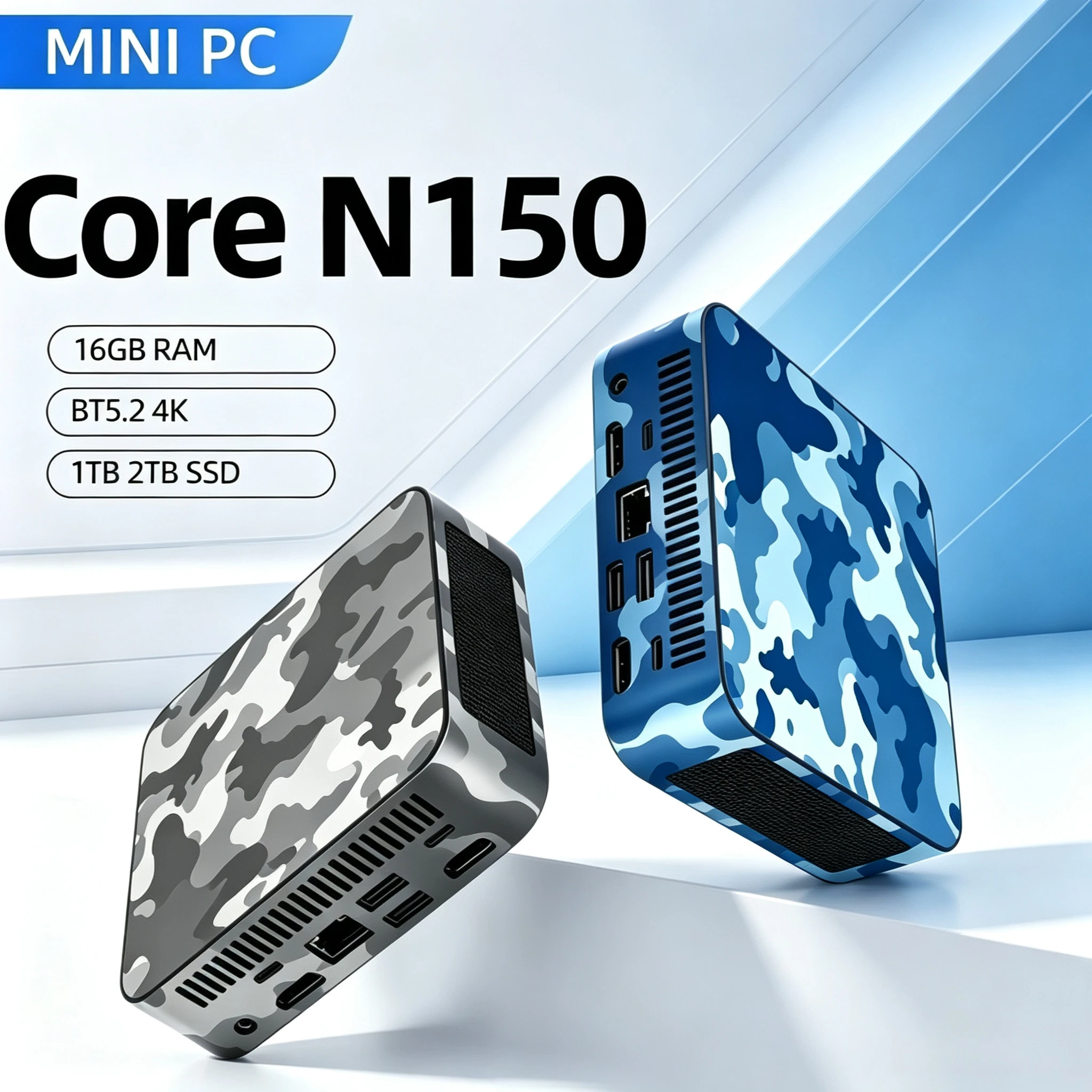 2026 New Intel Core N150 MINI PC 16GB RAM 1TB 2TB SSD WIFI 6 BT5.2 4K HD Mini Gaming Office Study Pc