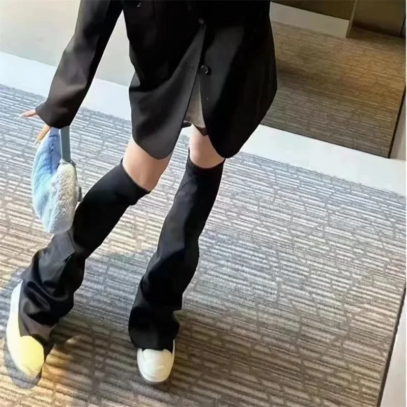 Spicy Girl Style Trouser Leg Knee Boots New Fashion Pocket Boots for Autumn 2024 Woman Fashion Boots