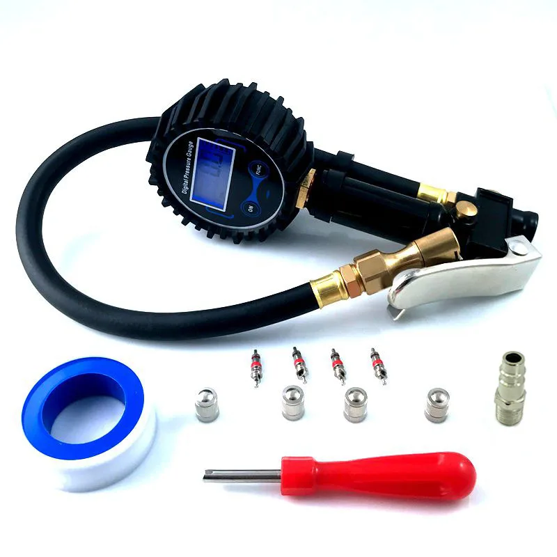 Vehicle Car SUV Truck Digital Tire Inflator Gauge Inflating Gun Kit European Type Quick Connector