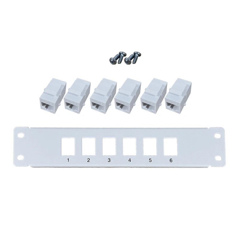 Patch Panel 6 Port CAT6 10G Support 1U Network Patch Panel UTP 19inch Wallmount or Rackmount Punch Down Block for cat6 24BB