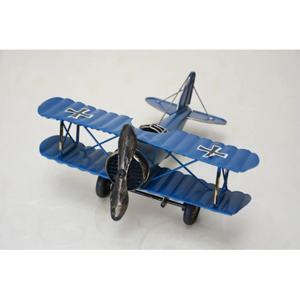 

Винтажный ретро-самолет из металла, креативное украшение для дома и рабочего стола, синий, классический коллекционный подарок для любителей самолетов