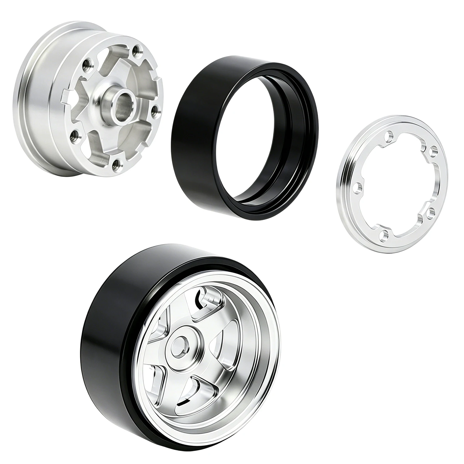 Aluminum 0.7 Inch Beadlock Wheels 5-Spoke Hub Upgrade Parts for Axial SCX30 1/30 RC Crawler Car
