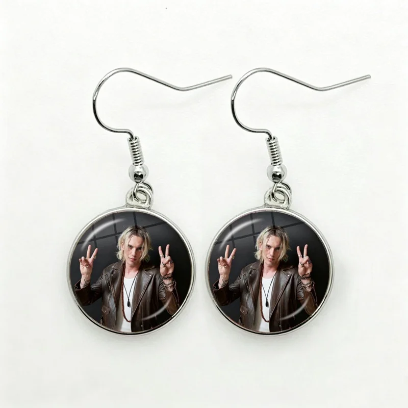 Glass Actor J-Jamie Campbell Bower Women Dangle Earrings Fashion Drop Earrings Glass Cabochon Lady Earrings Jewelry