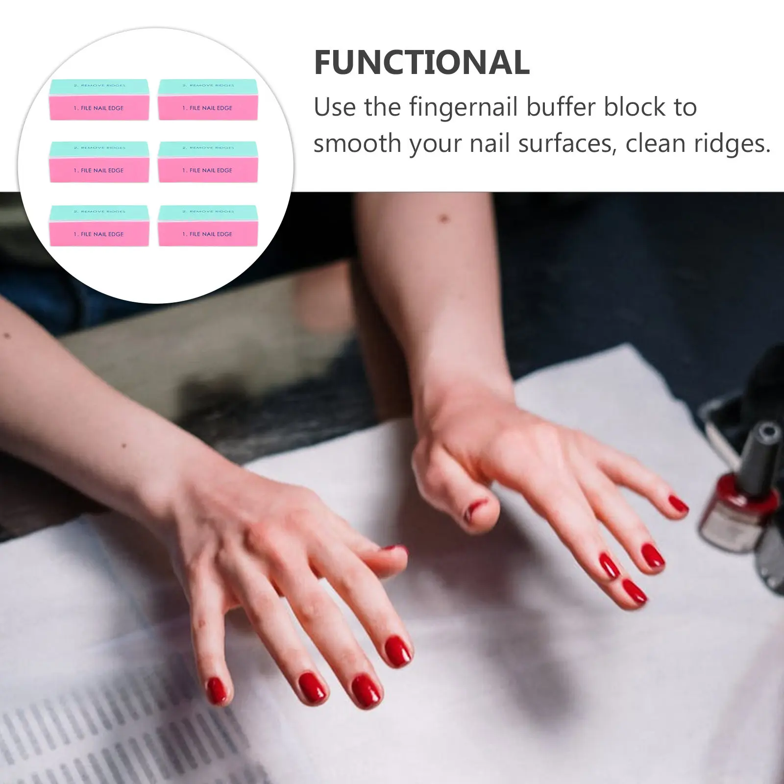 

6Pcs Fingernail Buffer Block Lightweight Reusable Nail File for Shine and Ridge Removal Manicure Tool Nail Buffer Blocks