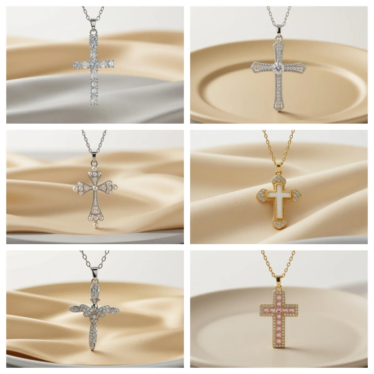 Fashionable rhinestone cross necklace for women, sparkling zircon pendant, party jewelry, anniversary gift