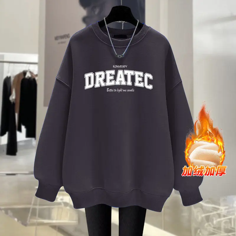 純粋な綿の帽子なしスウェットシャツ、女性用、ゆったりとしたアメリカンハイストリートニッチレター、トレンディなブランド、インスカップルスタイル、多用途トップ