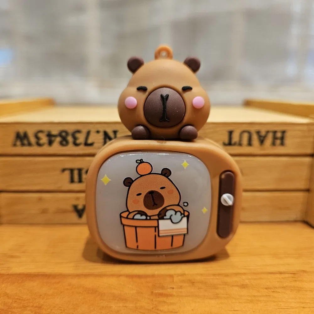 

Car Decor TV Style Capybara Luminous Ornaments Lotus Wooden Fish Capybara Light Decor PVC Cartoon Cute Animal Ornaments Car Key