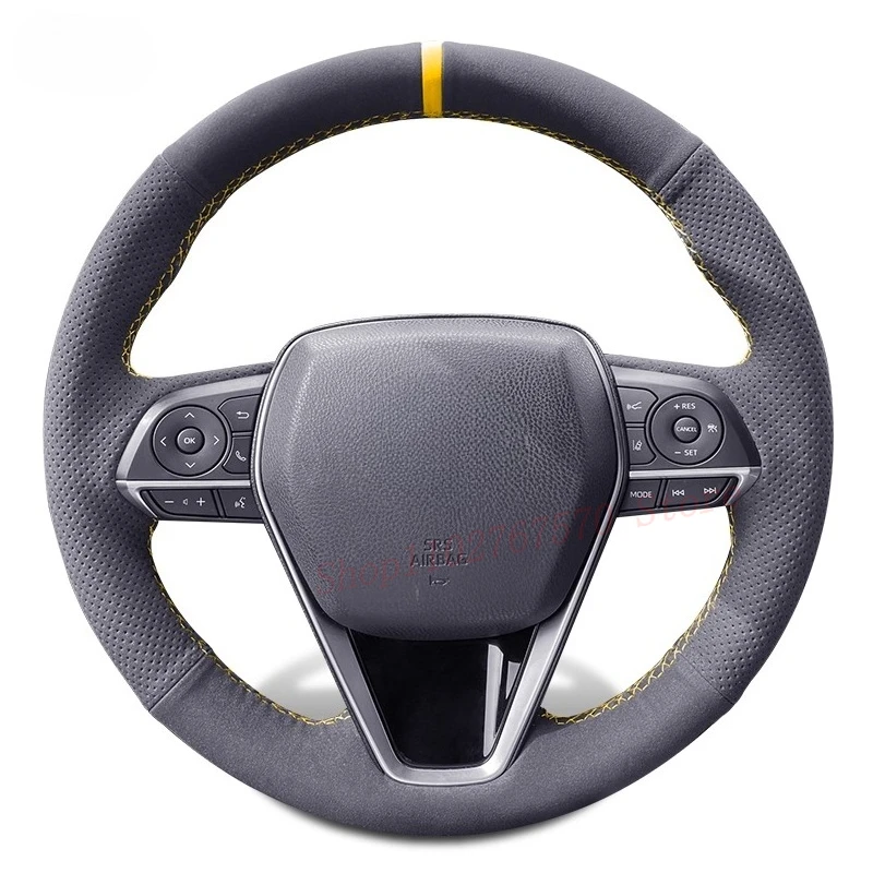 

DIY Hand Sewn Anti Slip Suede Steering Wheel Cover For Toyota Avalon Corolla Cross Sienna Levin Crown Crown Kluger Car Accessory