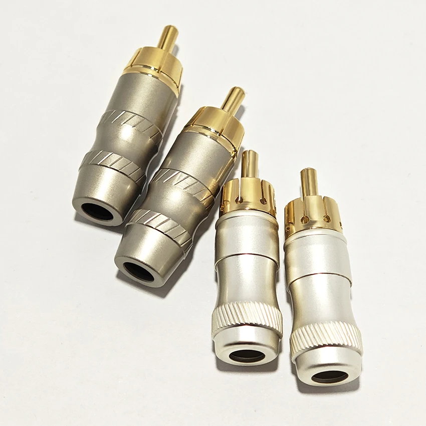 2pcs RCA Lotus Male Head Audio Video Connector Gold Adapter For Cable DIY Soldering RCA Plug HIFI Goldplated Audio Cable RCA