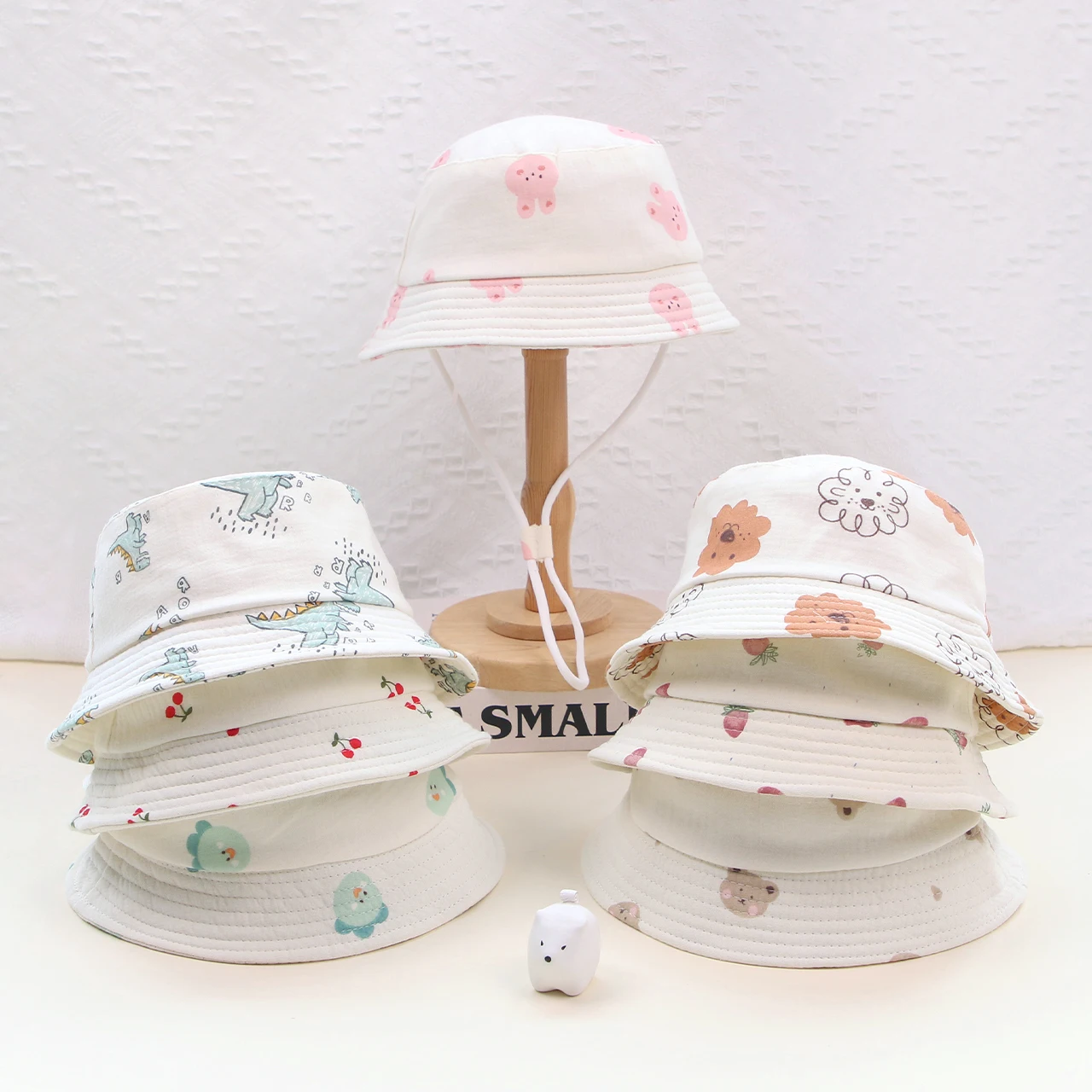 Cartoon Print Kids Bucket Hat Soft Cotton Children Fisherman Cap 2-5Year Boys Girls Outdoor Sunshade Visors Cute Baby Basin Caps