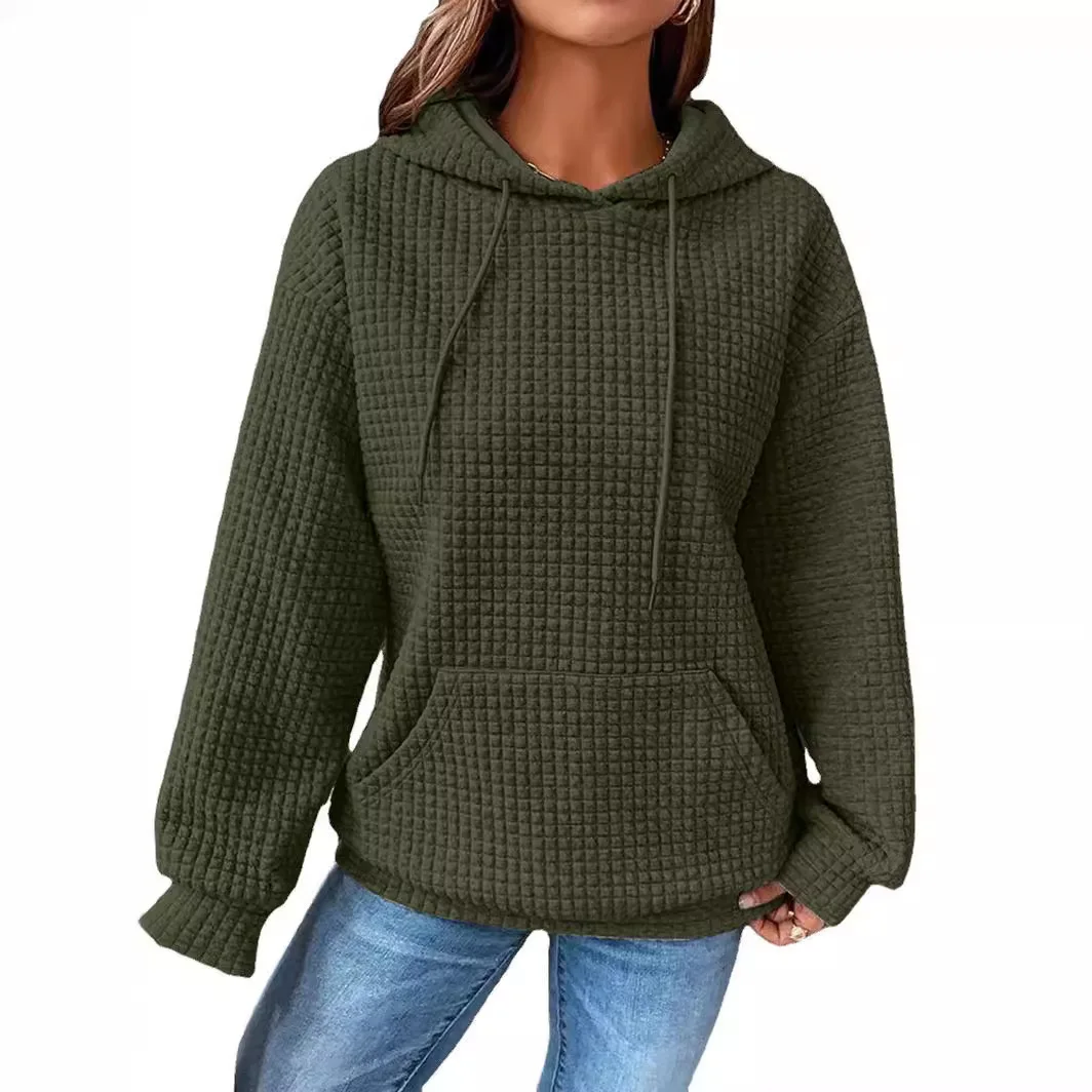 Hoodies women 2026 casual new autumn winter features round-neck hooded long-sleeved sweatshirt solid color women's clothing