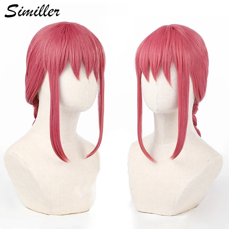 

Similler Synthetic Anime Cosplay Makima Long Braided Wig with Ponytail for Women Halloween Party Pink Red