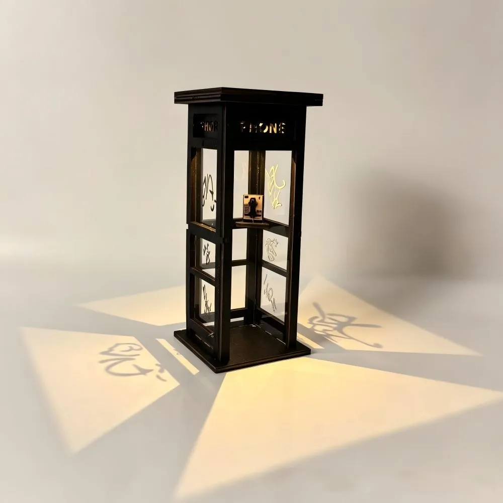 1PCS Retro Mini Phone Booth Ambient Lamp Vintage Telephone Booth Night Light Home Bedside Cafe Desk Decor Light