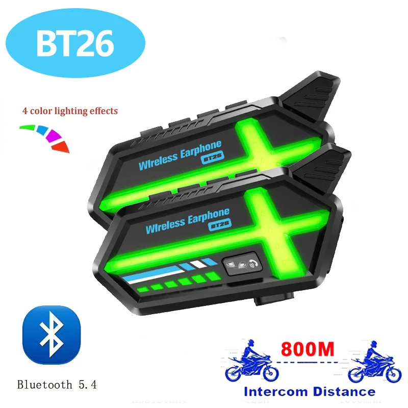 

BT26 Motorcycle Helmet Headset Bluetooth V5.4 Strong Magnetic Attraction 1000mAh For 2-Riders Intercom Distance 800M Waterproof