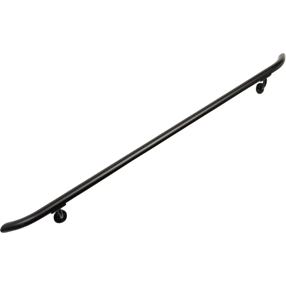 طقم درابزين ألومنيوم دائري أنيق للاستخدام الداخلي والخارجي مع أطراف منحنية وحوامل حائطية وتصميم مريح #2