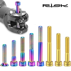 RISK Bike Titanium Bolt Screw M6x30 M6x35 M6x40 M6x50 for Bicycle Headset Stem Cap Cover Disc Brake Caliper Flat Allen Head