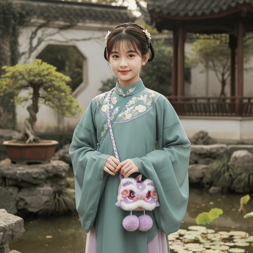 محبوك السنة الجديدة حقيبة كتف مهرجان الربيع تخزين الأطفال حقيبة الأسد محفظة نسائية للعملات المعدنية النمط الصيني الكروشيه الأسد حقيبة الرقص #1