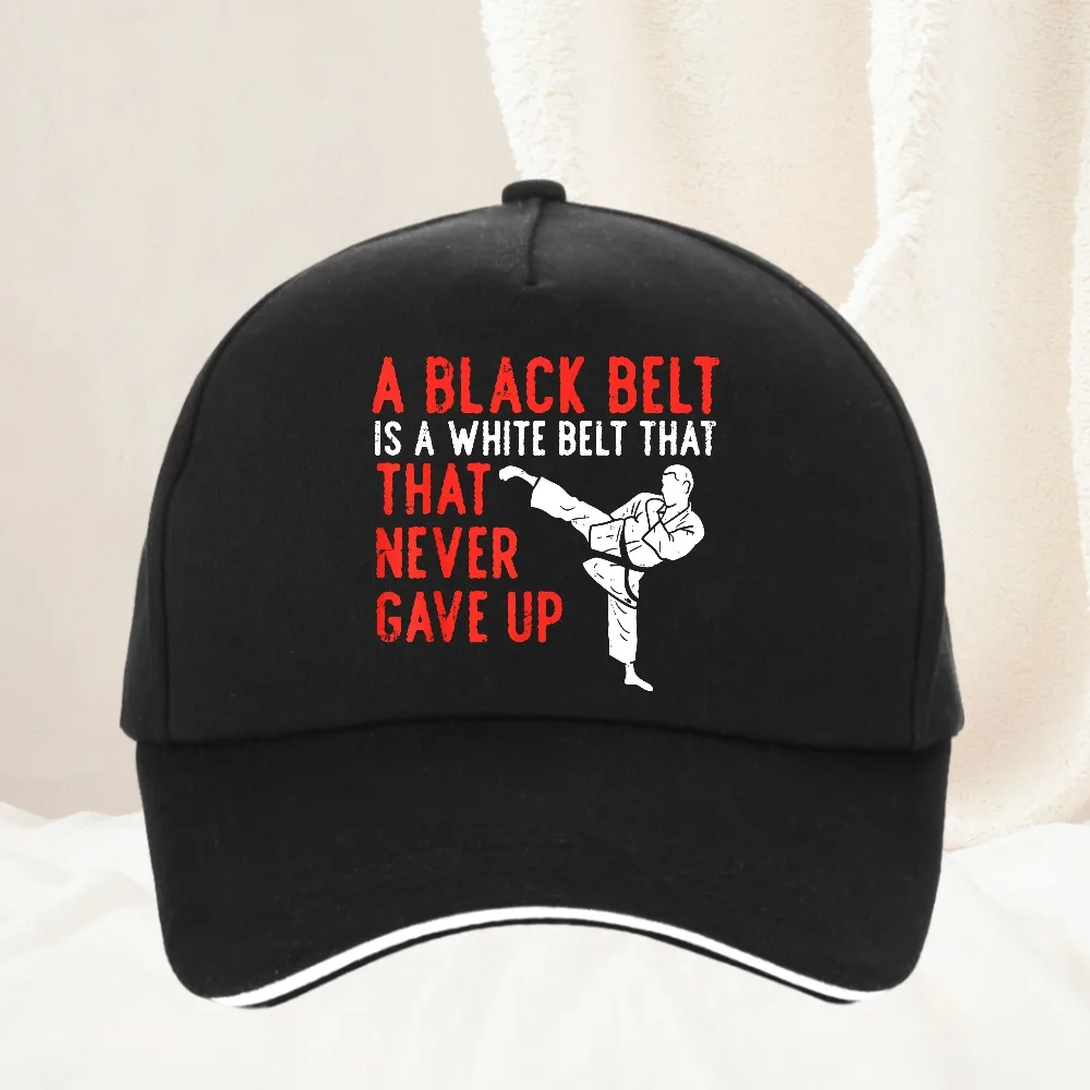 

Black Belt Never Gave Up Karate Taekwondo Inspirational Baseball Cap Adjustable Dad Hat boxing training hats
