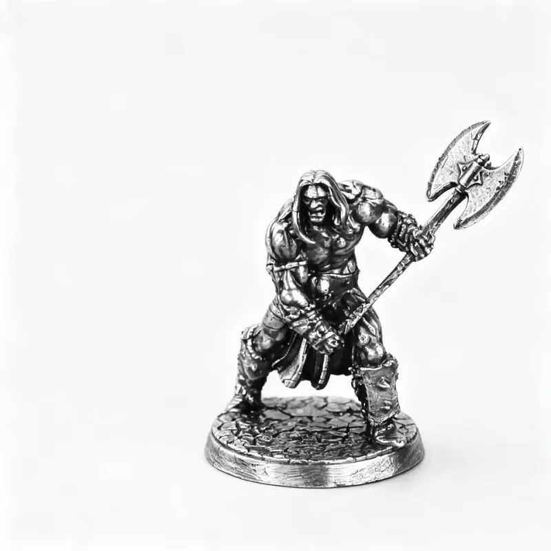 Metal Viking Warrior Miniature, Solid White Copper Wargame Figurine, Tabletop Game Decor Collectible Model for Men Gift