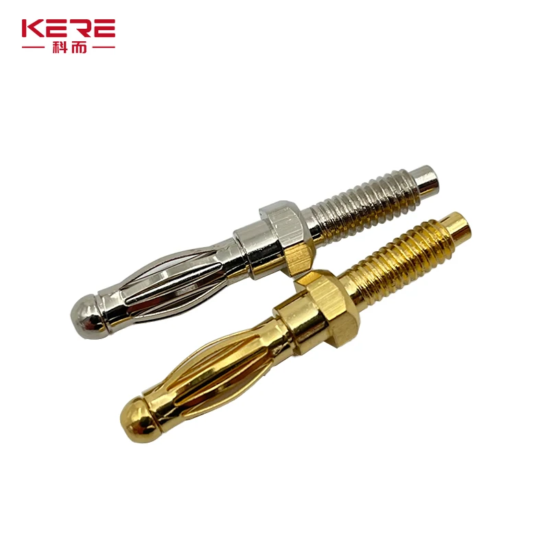 KERE 20Pcs/Uninsulated Banana Plug 4mm Thread Bolt Fitted for M4Panel Installation Screw Connector Copper Nickel Plating