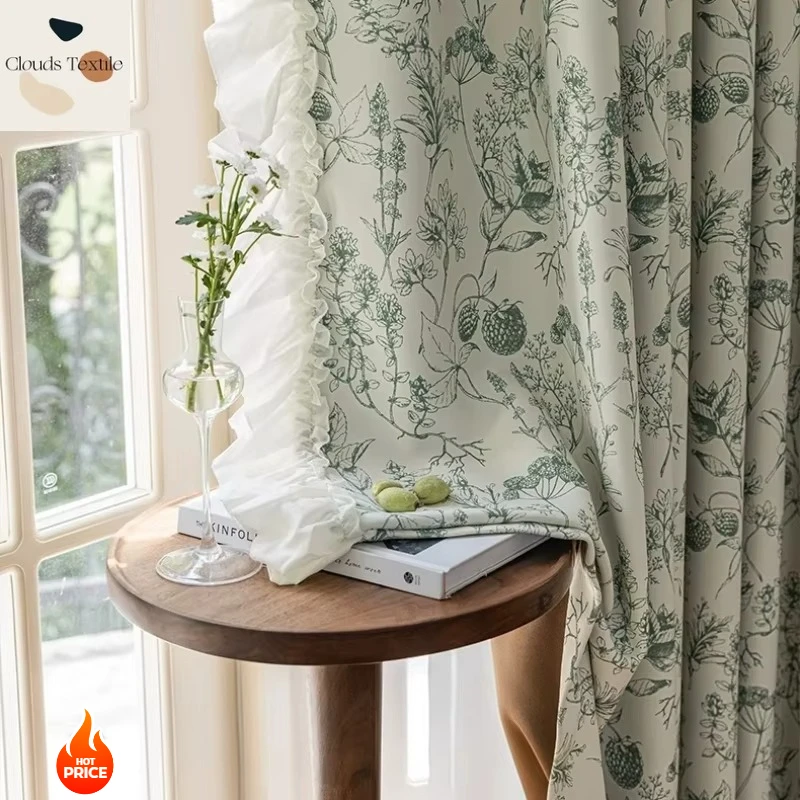

High Precision French Curtains for Living Dining Room Bedroom American Fragmented Pineapple Flowers Float Finished Product