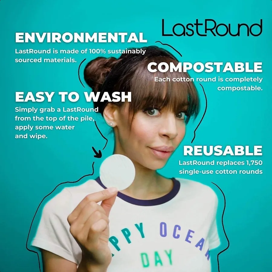 LastRound 7枚入り サステイナブル 再利用可能 コットンラウンド 洗顔用 ゼロウェイスト 環境に優しいメイク落としパッド 全肌質対応