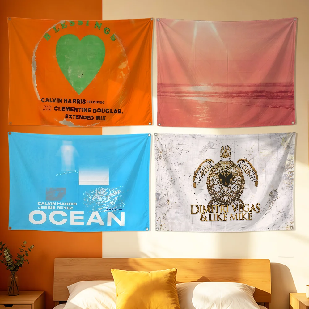 Singer C-Calvin Harris Flag Polyester Printing Banner For Bedroom Living Bar Garden Garage Wall Art Out Door Decoration