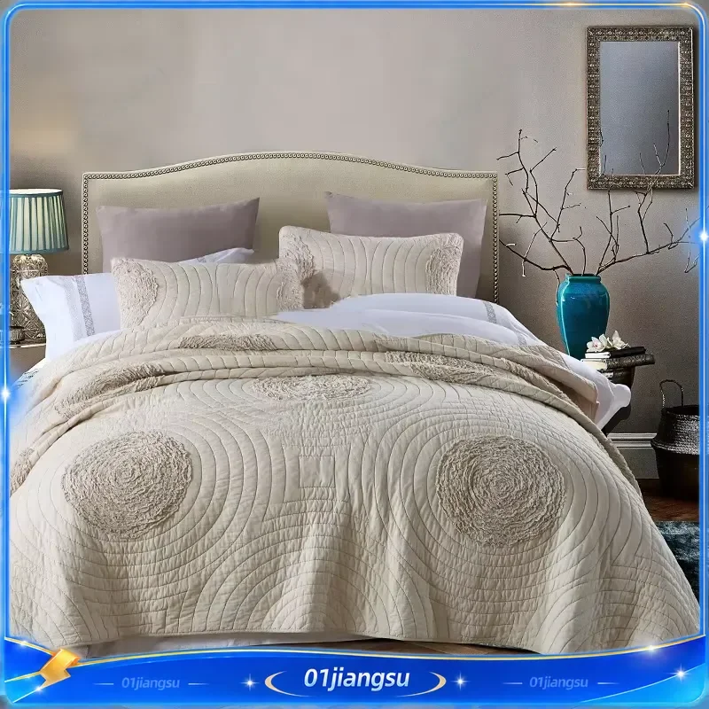 Quilted Cotton Bedspread Double Queen King Size Bed Cover Summer Quilts Bed Linen Lightweight Bedding Throw Blanket Home