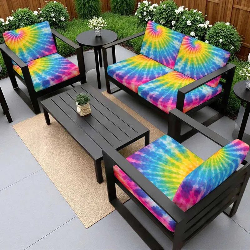 Stretch Outdoor Patio Sofa Cushion Cover Printed Anti-Slip Elastic Furniture Protector Weather Resistance Garden Patio Backyard