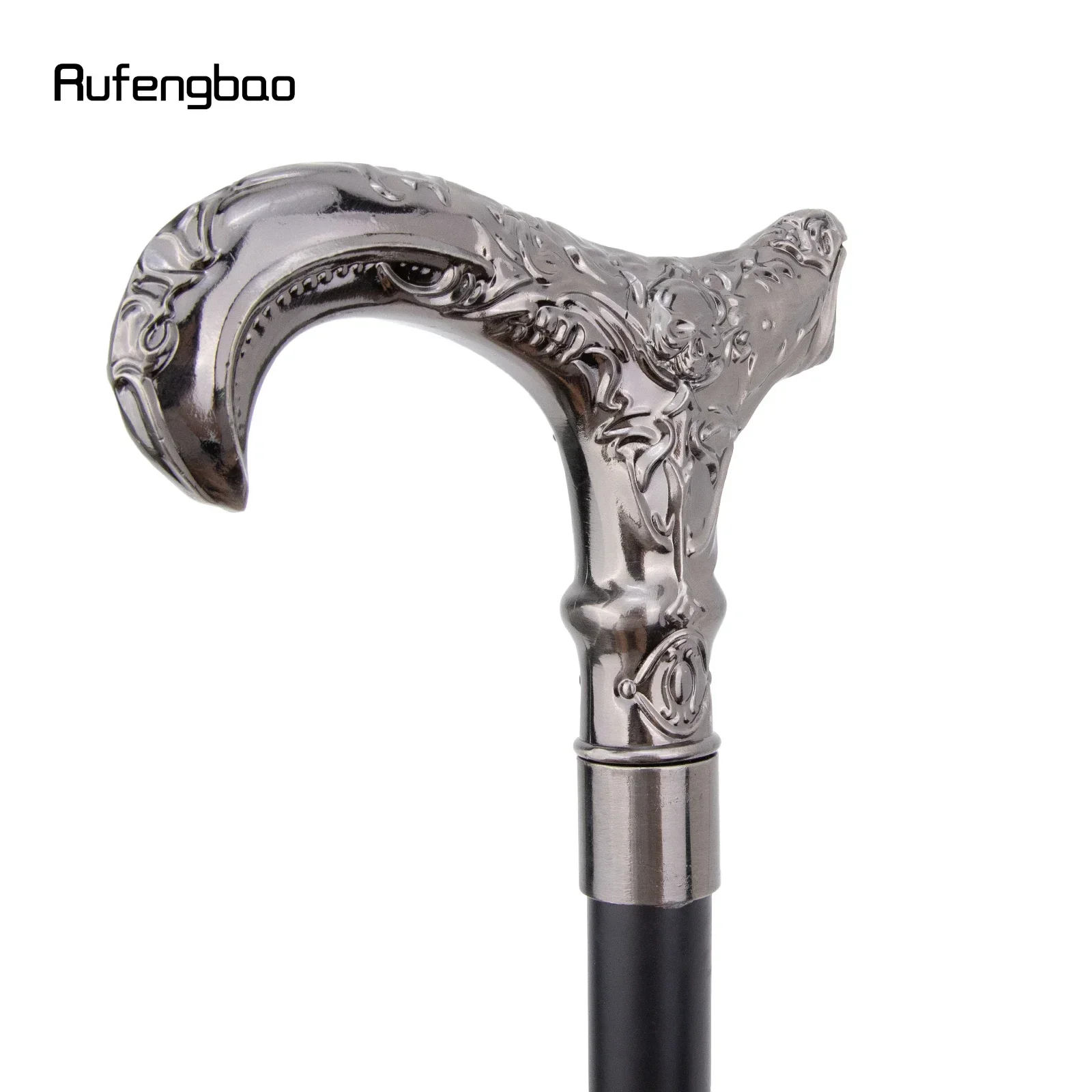 Bastone da passeggio con testa di fiore con teschio in argento Bastone da passeggio decorativo alla moda Gentiluomo Elegante pomello per canna cosplay Crosier 93 cm