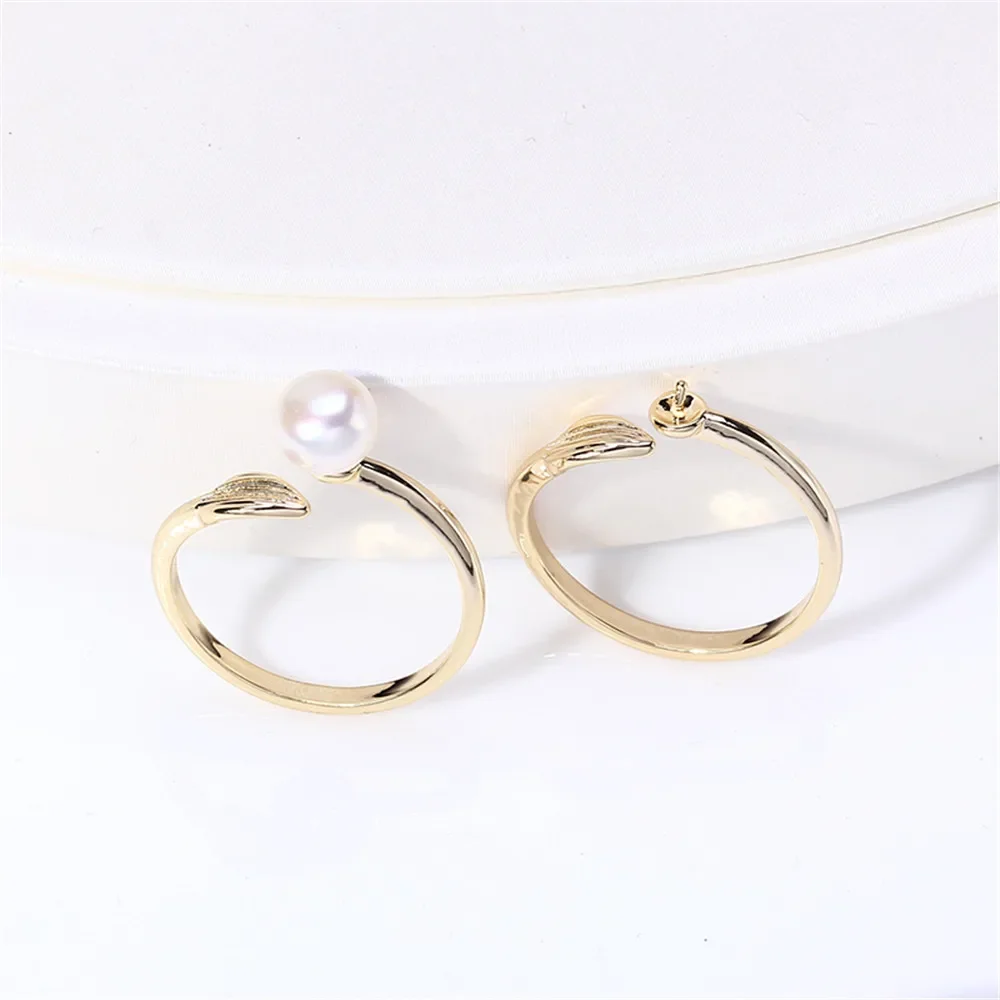 19 스타일 진주 반지 빈 세트 국내산 14K 금 오픈 링 심플 패션 링 세트 지르콘 기품 수제 DIY 액세서리