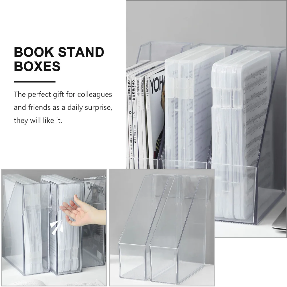 

1Set File Holder Acrylic Clear Storage Boxes Desktop Book Stand Office Document Organizer Rack Acrylic Bookshelf
