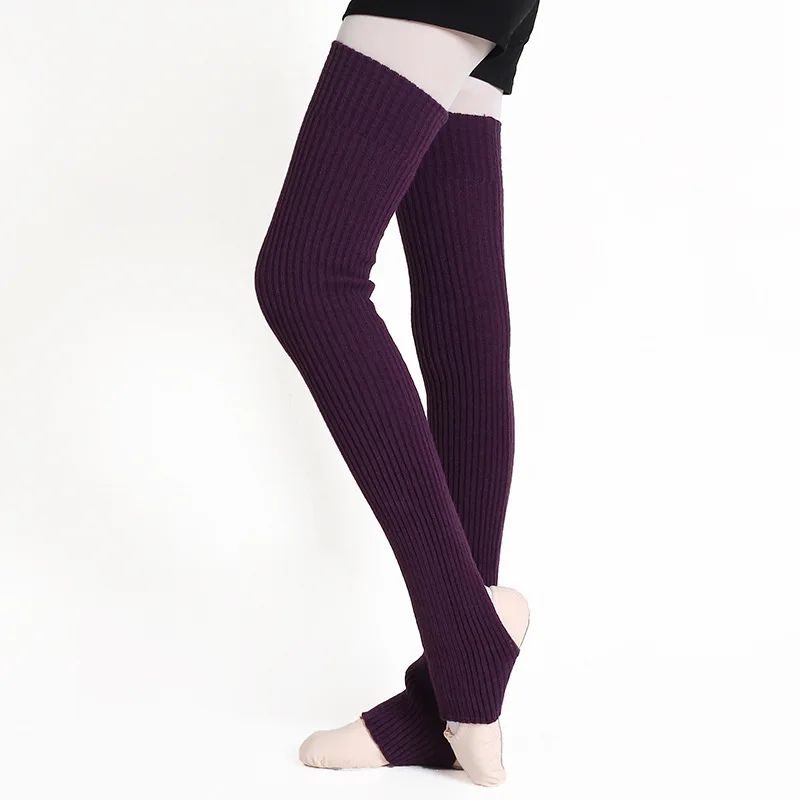 75CM Women Leg Warmers Knitted Over Knee Dance Sock Yoga Ballet Open Toe Heel Winter Warm Thigh High Socks Soft Ribbed 80s Party