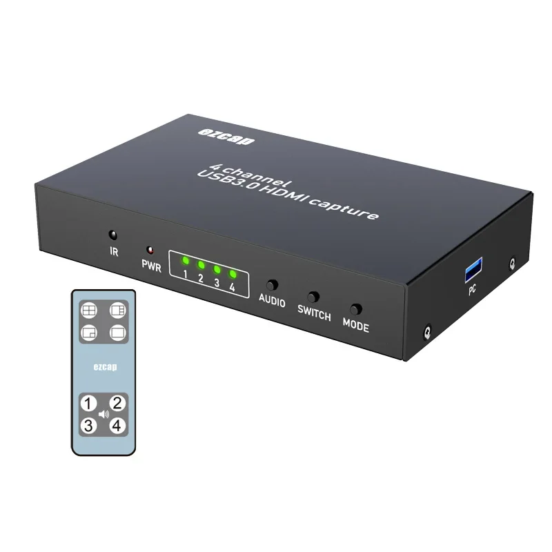 4 Channel HDMI To USB3.0 UVC Video Capture Card with 4x1 HDMI Multiviewer Switch for OBS STUDIO Windows Mac Linux Live Streaming