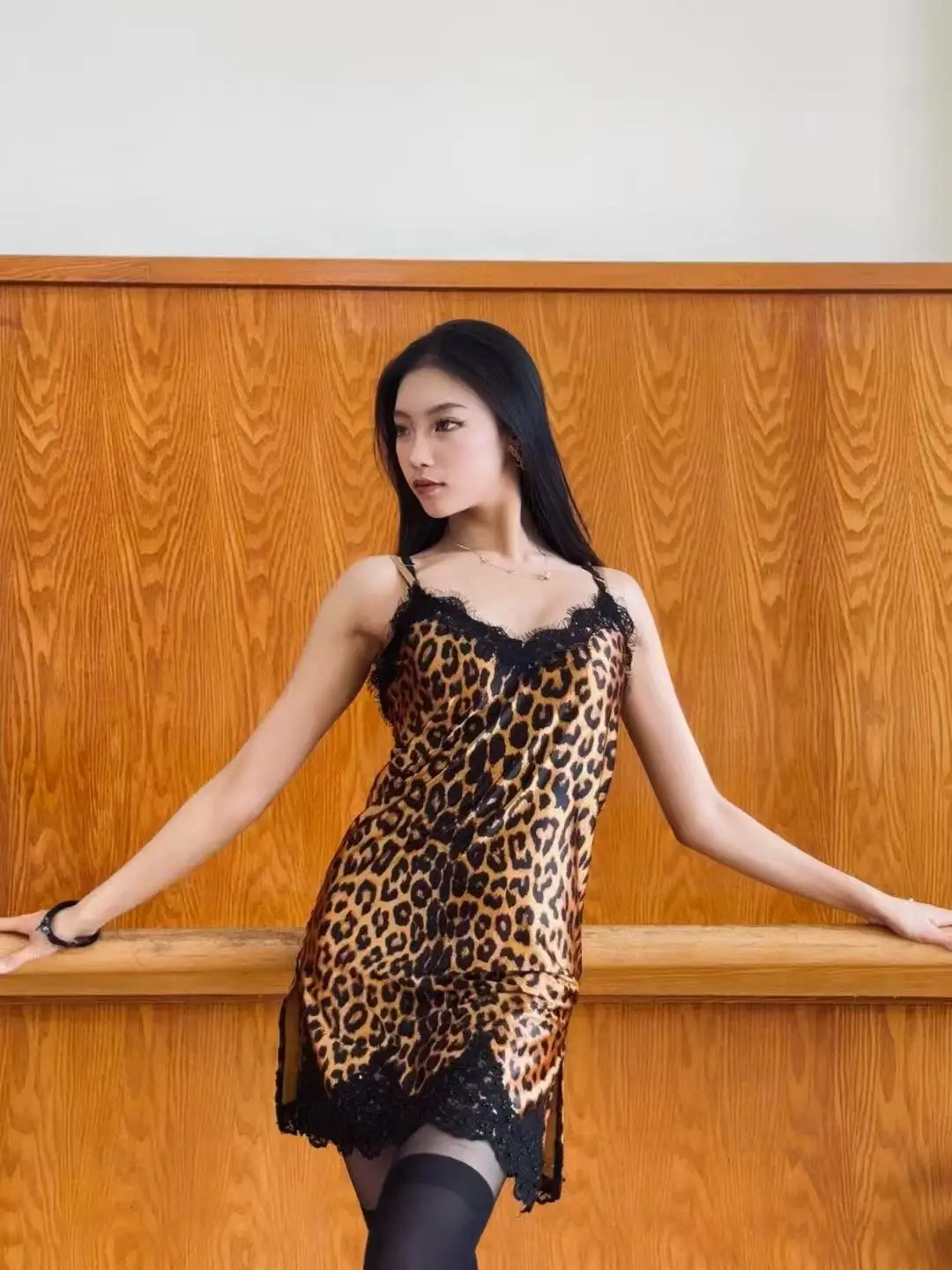 

UK Latin Dance Dress for Women Backless Leopard Print Halter Dress Elegant Practice Training Wear ballroom dance costume