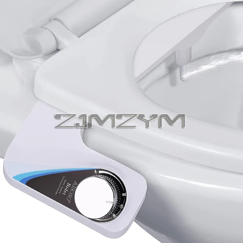 Bidet Attachment for Toilet Slim Self Cleaning Fresh Cold Water Sprayer Single Cold Double Nozzle Adjustable Water Pressur