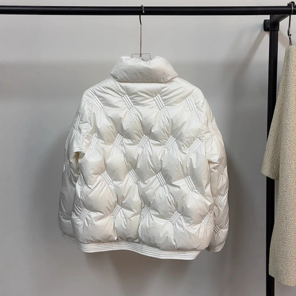 شتاء جديد المرأة أسفل سترة ركاب يندبروف الوقوف طوق قصير الأبيض بطة أسفل سترة