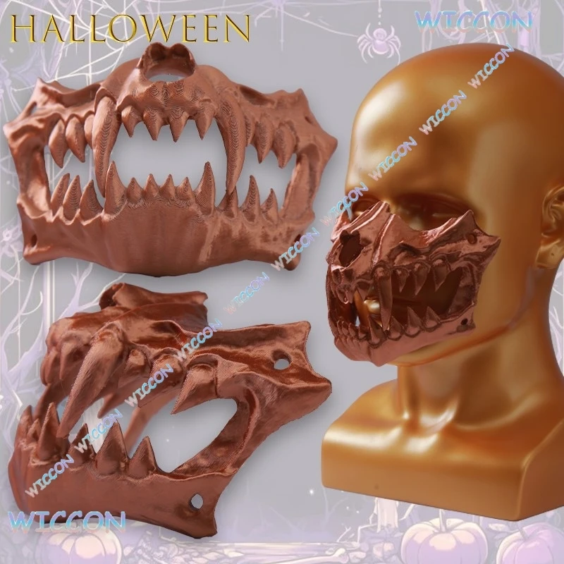 

Hemera/Хэллоуин череп маска для рта медный цвет косплей реквизит аниме аксессуар призрак лицо забавная маска танцевальная вечеринка реквизит для ролевых игр