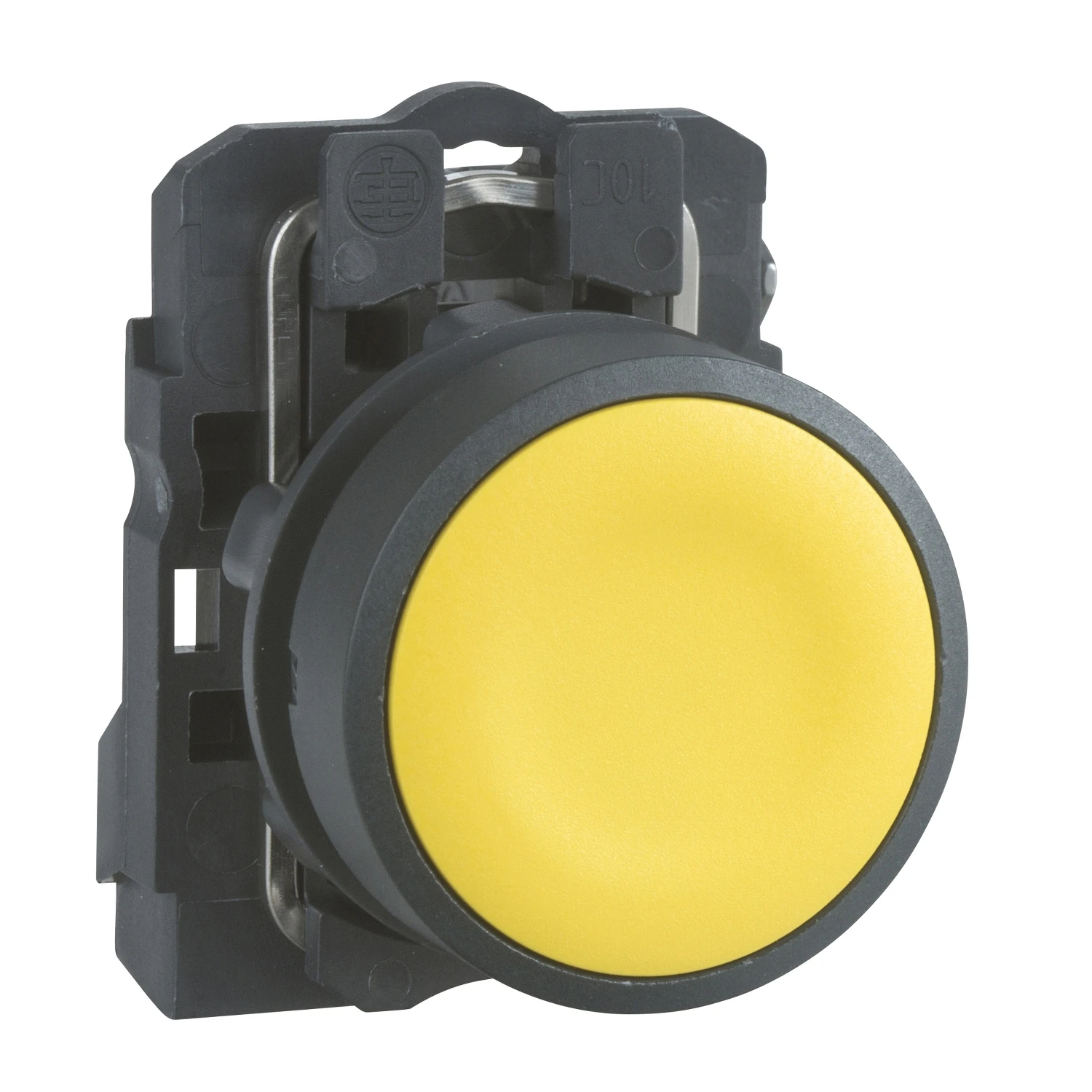 XB5AA51C XB5AA51 = ZB5AA5C + ZB5AZ101C Push button, plastic, flush, yellow, Ø22, spring return, unmarked, 1 NO