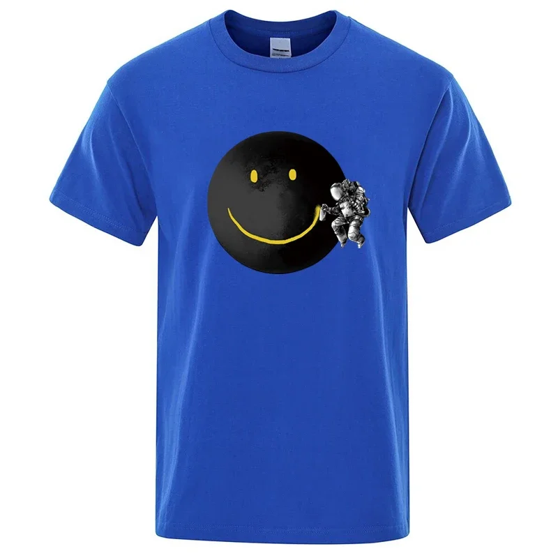 Men's T-shirt High Quality 100% Cotton Funny Spaceman Printing Casual Loose O-neck Men Short Sleeve T-shirt Male Hip Hop Tee Top view 5
