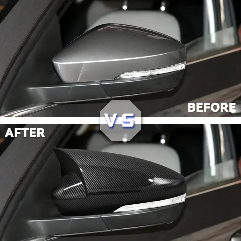 For Skoda Octavia 2013-2019 For VW T-ROC 2017-2019 ABS Car Side Mirror Cover Wing Cap Exterior Door Trim Adhesive Sticker