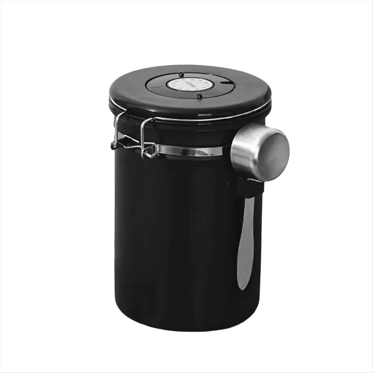 Perfect Fit 1.8L Sealed Container 304 Stainless Steel with Spoon with Dated Coffee Bean Storage Box Exhaust Valve Storage Contai