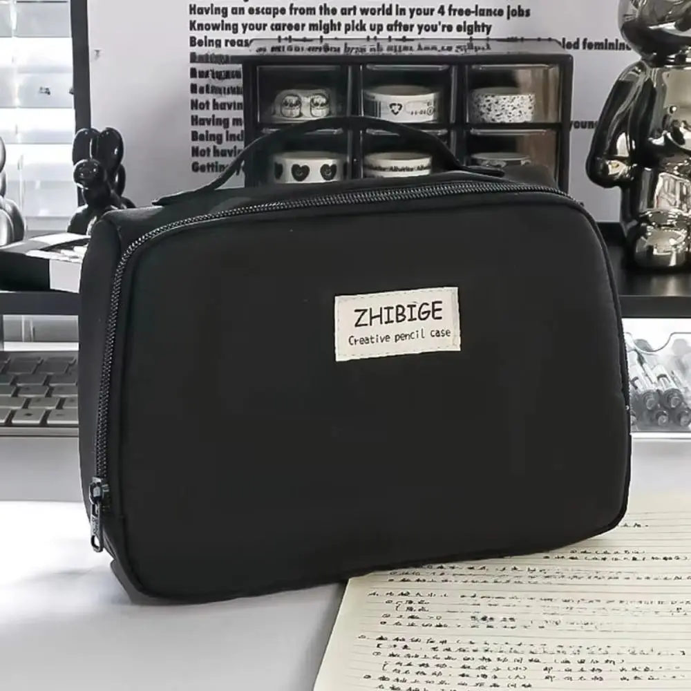 Canvas Simple Student Pen Bag Dirt Resistant Makeup Bag 9 Layer Storage Pencil Bag Multilayer Organizer Macaron Pencil Case