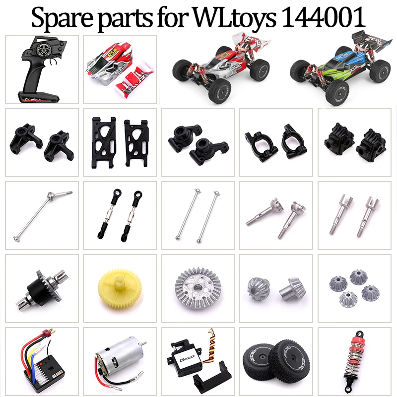 WLtoys 144001 1/14 RC قطع غيار السيارات استقبال سيرفو السيارة/المحرك/ذراع التأرجح/غطاء هيكل السيارة/عمود القيادة/الإطارات #1
