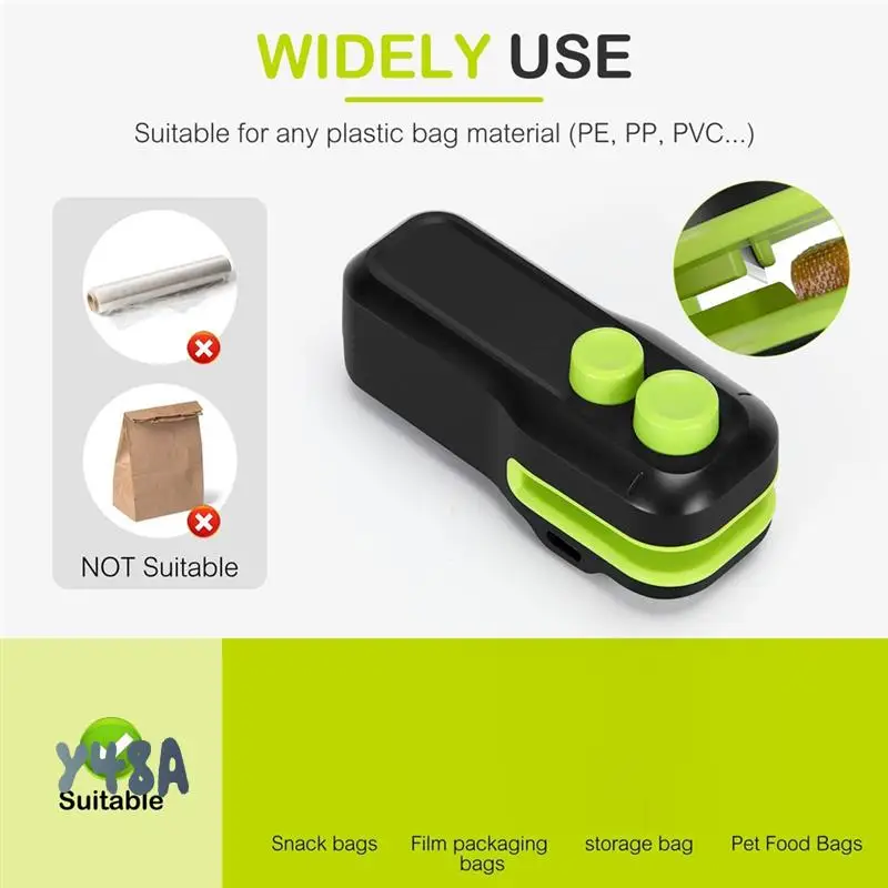 

Mini Bag Sealer - Chip Bag Sealer Heat Seal With Cutter & Magnet, Portable Mini Sealing Machine-Y48A