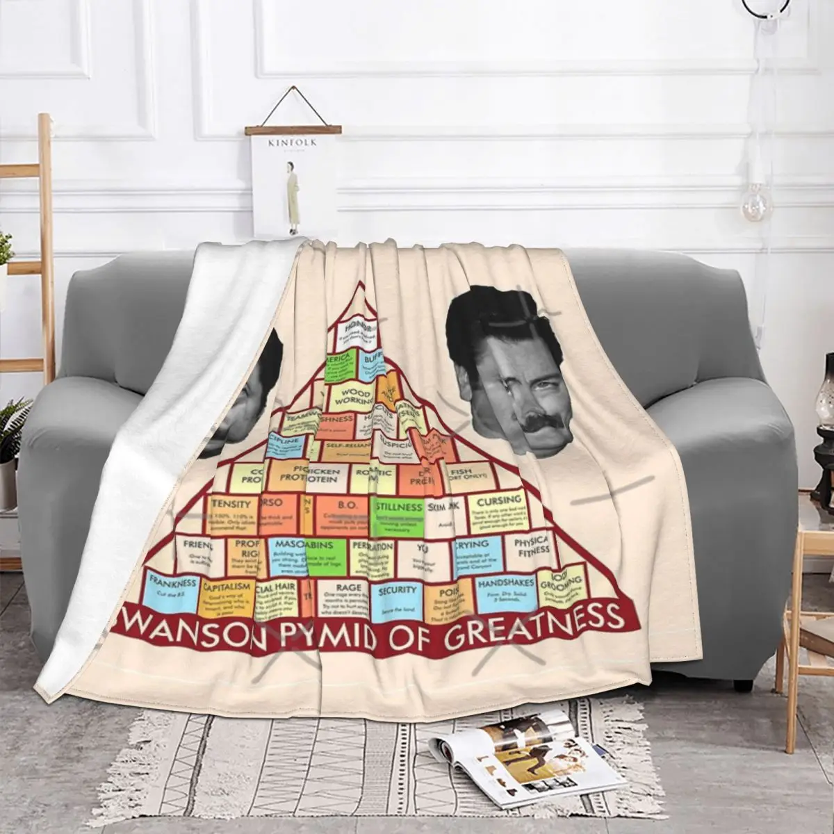 Ron Swanson Pyramid Of Greatness Home Knee Blanket Couple Blankets Winter Warm Blanket Throw Blanket