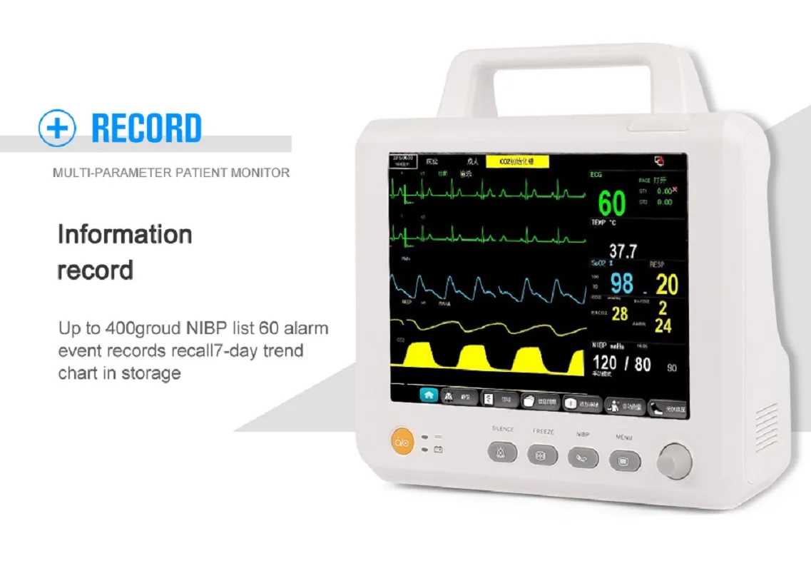 Patient Montor Veterinary  Monitor 8 inch screen portable capnograph ETCO2 IBP Montior capnograph Animal