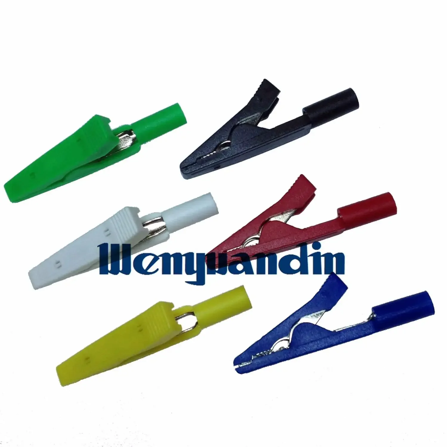 2pcs Red-Black-Yellow-Green-Blue-White Insulated Alligator Clip Test Connect Crocodile Clips 2mm For Multimeter Banana Plug
