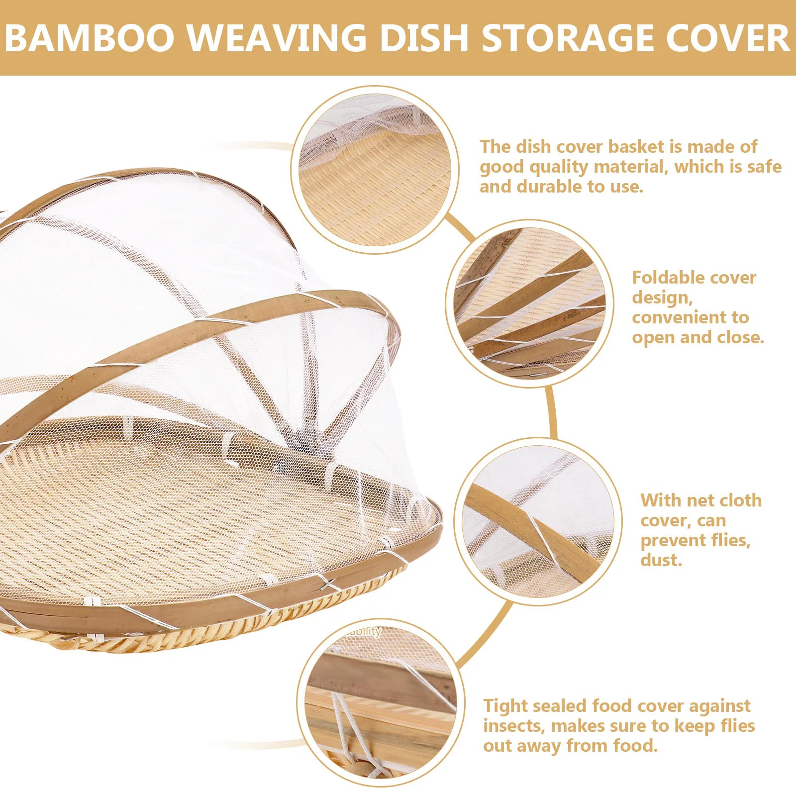 Vegetable Cover Dustpan Bamboo Basket Food Tray Bread with 28x28cm Weaving Tent Protective Dish Kitchen Tool