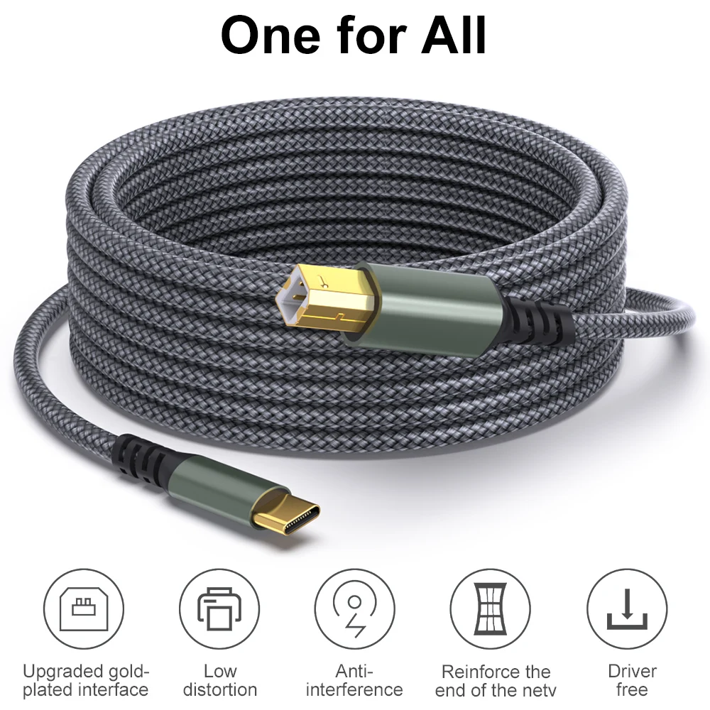 USB C to B Printer Cable High Speed for HP Canon Brother Samsung Dell Epson Lexmark Xerox to 480 Mbps provide more USB device